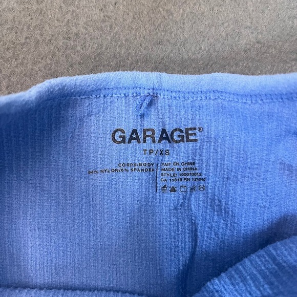 Garage Womans Sz XS Crop Tank Top Baby Blue Ribbed Cotton Basic Shirt Casual Run - Picture 3 of 7